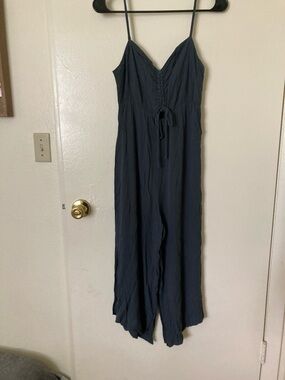 O'Neill Navy Blue Spaghetti-Strap Wide-Leg Jumpsuit